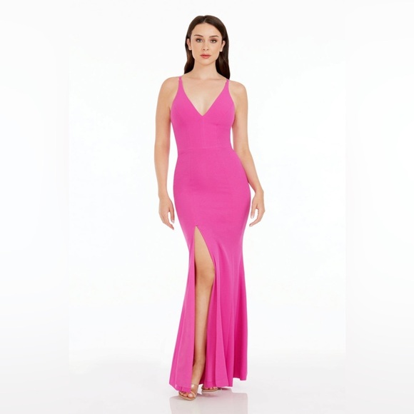 NWT!! Dress The Population - Iris Gown - BRIGHT FUCHSIA - Size Medium - Picture 1 of 12